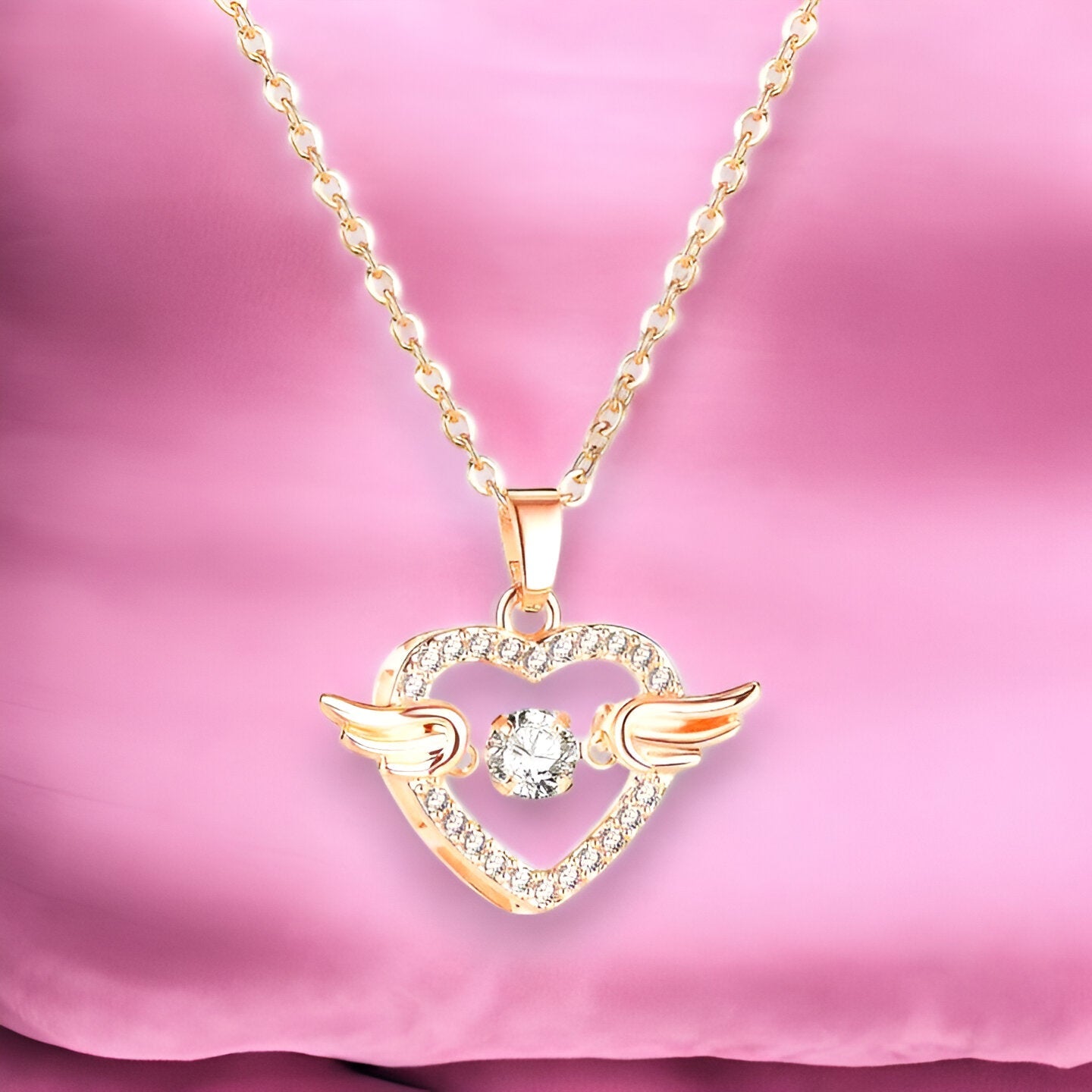 Angel Wings Heart Necklace – Dazzling Symbol of Love & Protection