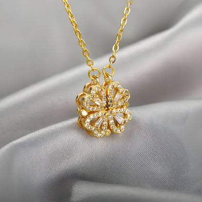 Sparkling Heart Link Necklace – Gold-Plated Elegance