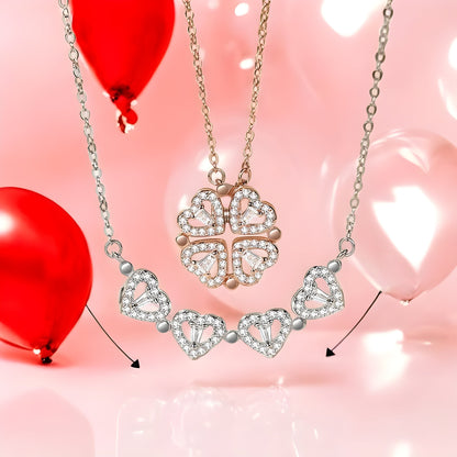 Sparkling Heart Link Necklace – SILVER-Plated Elegance