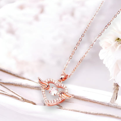 Angel Wings Heart Necklace – Dazzling Symbol of Love & Protection